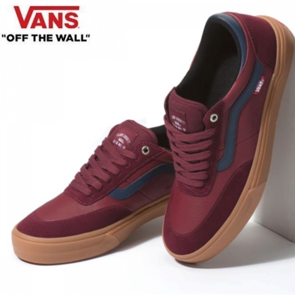 Vans Men's Gilbert Crockett Maroon/Red and Dark Blue Skate Pro Sneakers Size 9